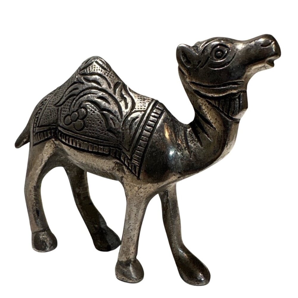 Brass Camel Figurine Decorative With Intricate Design 3.5" X 3"